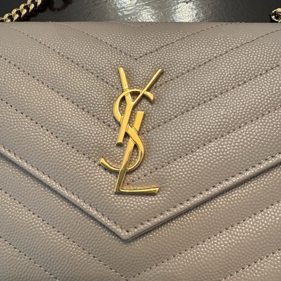 Yves Saint Laurent Tan Crossbody Bag with Chevron Quilting - Picture 6 of 12
